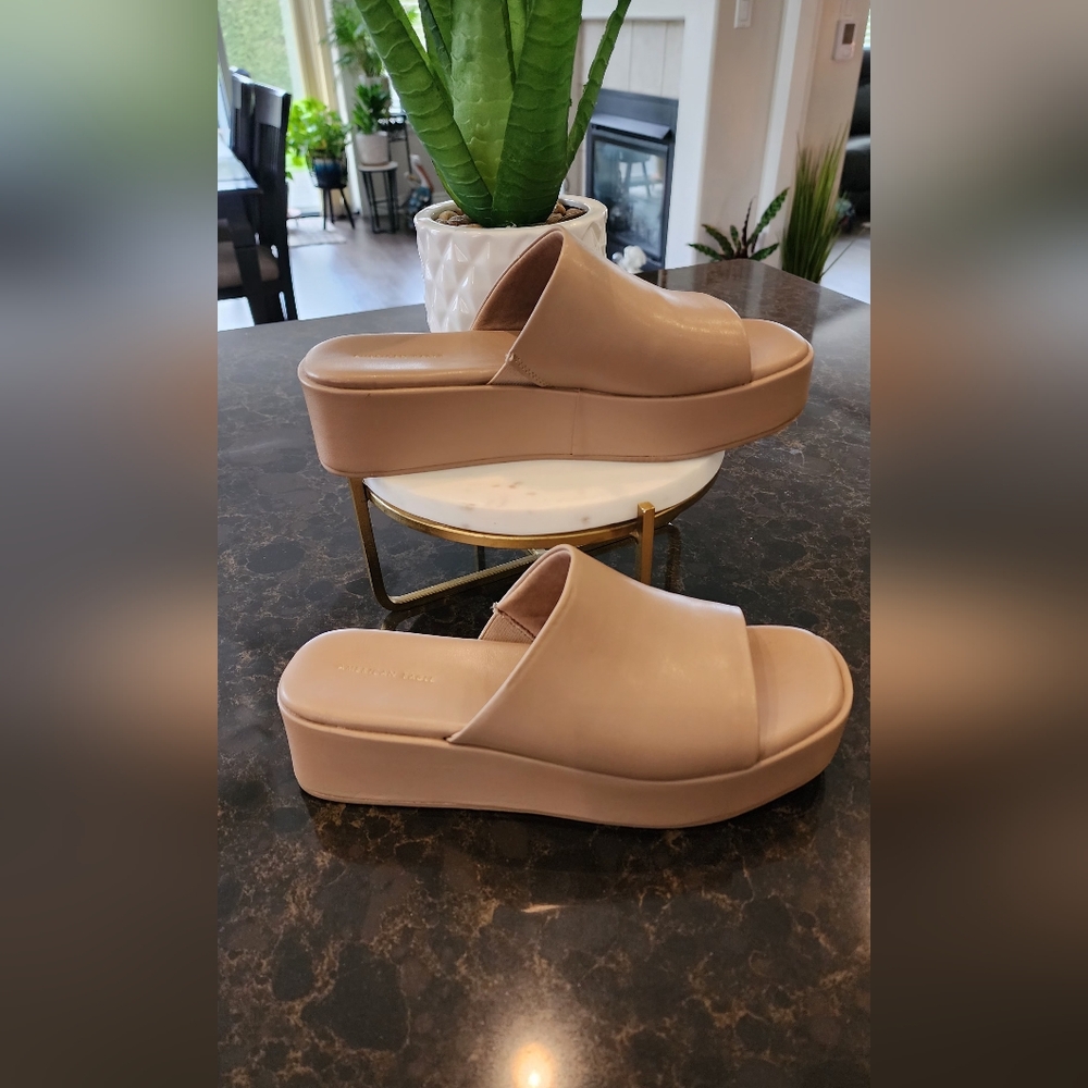 Women's Cream Platform Slide Sandals